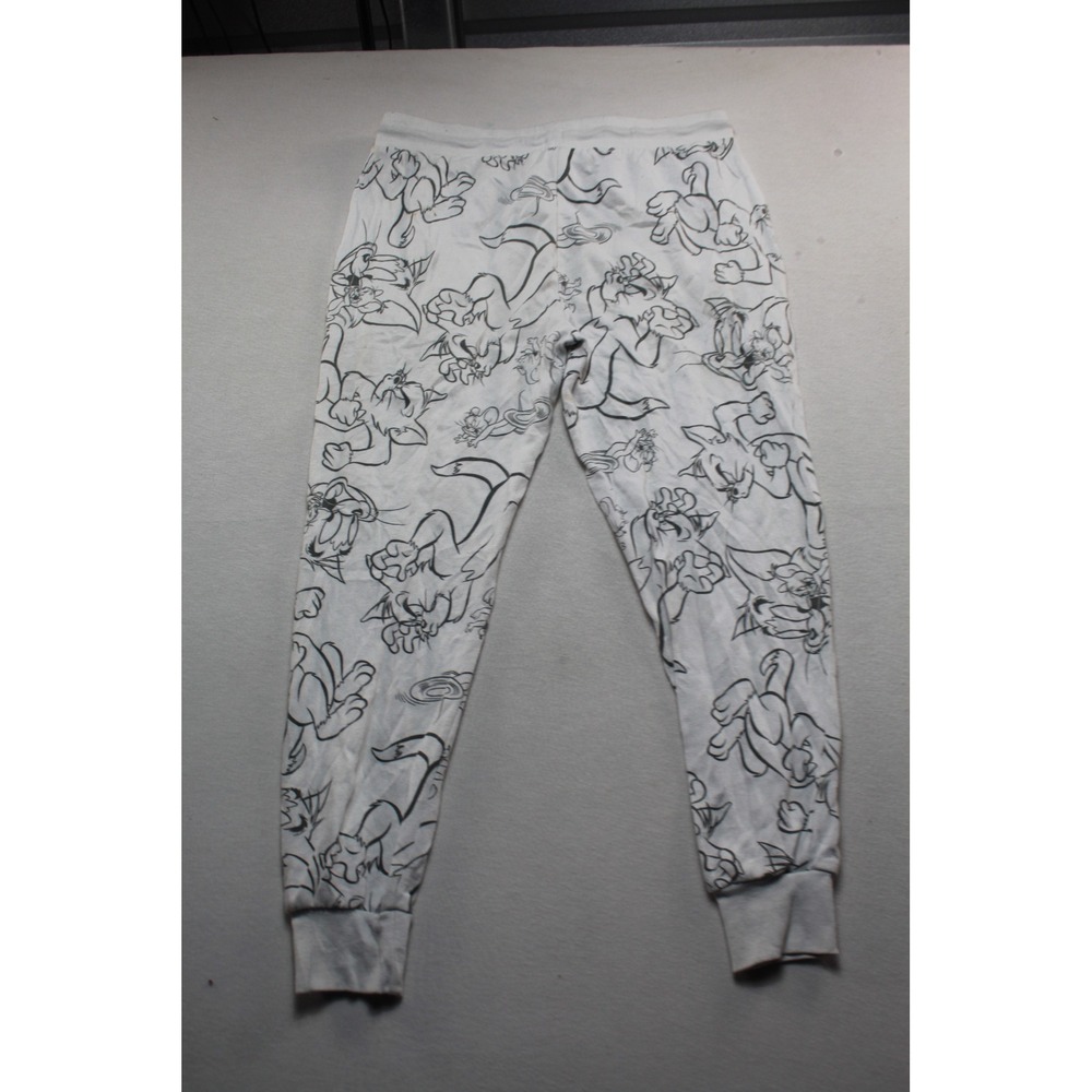 Tom and Jerry Sweatpants Women Large White Good Character Print Joggers LJ42119L